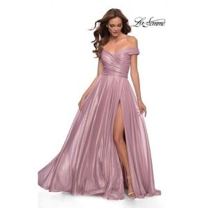 La Femme 29172 Pink Metallic Off Shoulder Formal Prom Gown Size 4 NWT